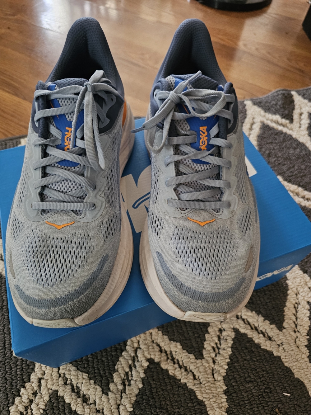 Hoka Men's Gray Running Shoes with Blue Accent